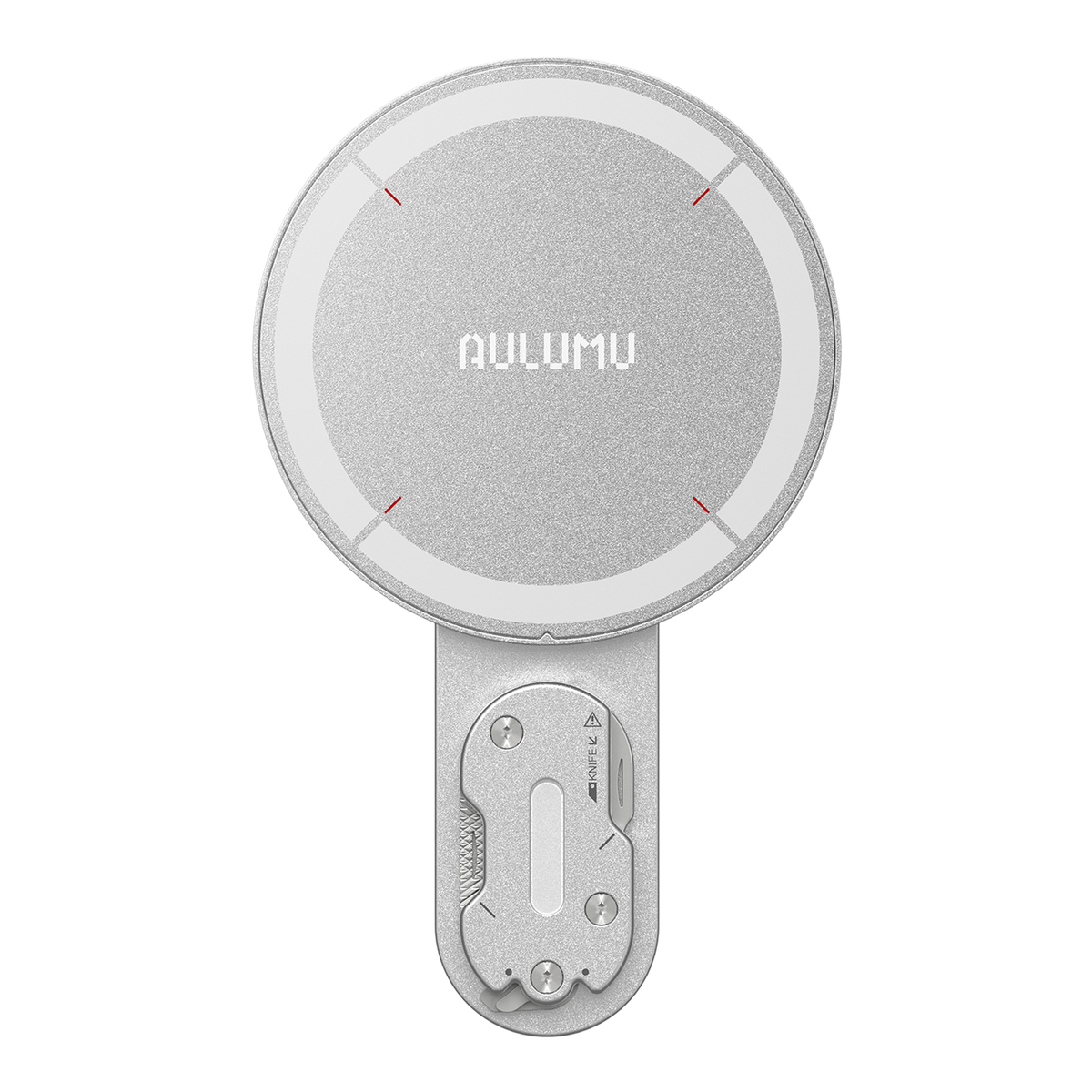 مسند موبايل مغناطيسي Aulumu G05 Pro باللون Mechanical Silver من الخلف بالوجه المغناطيسي
