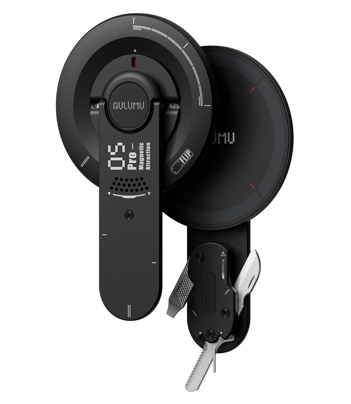 مسند موبايل مغناطيسي Aulumu G05 Pro باللون Midnight Black مع الأدوات المدمجة مفتوحة