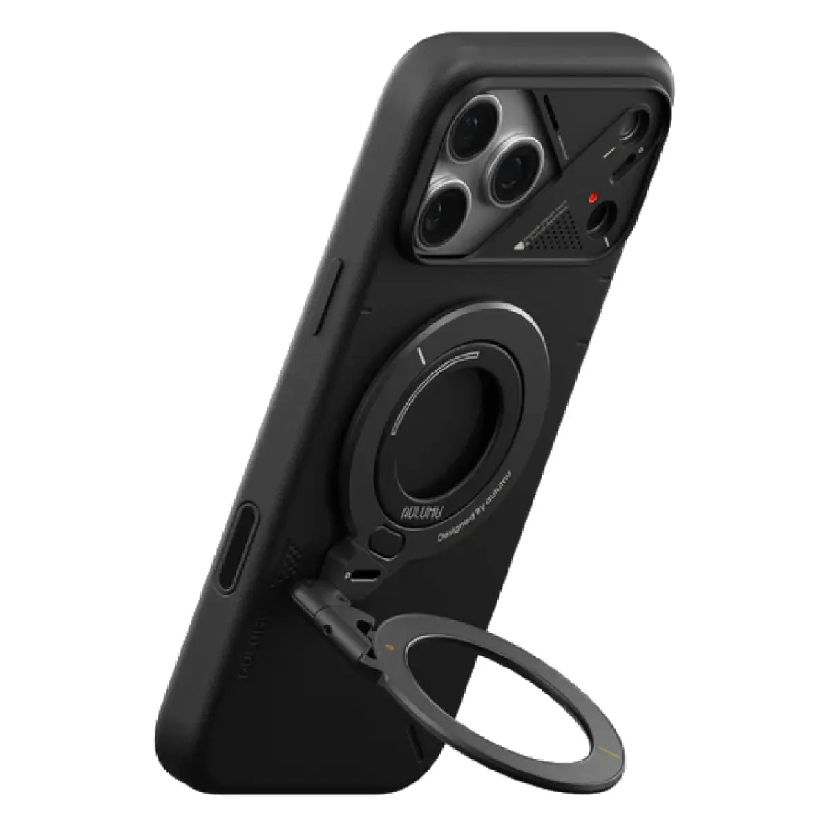 Aulumu G09 Magnetic Stand Black as Kickstand on iPhone Rear View