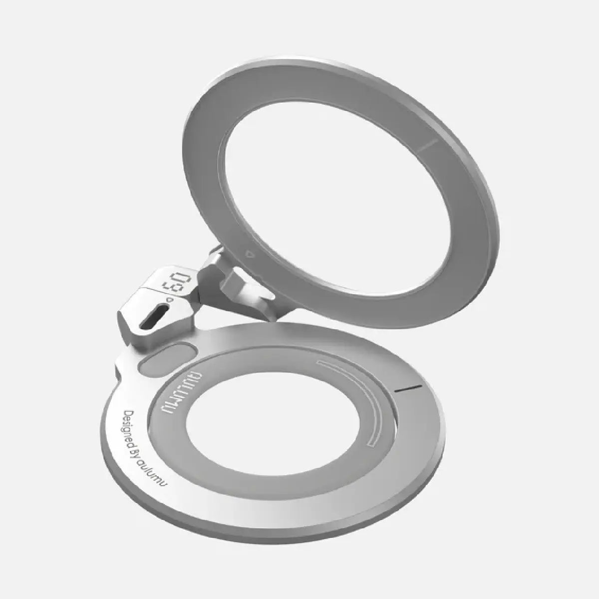 Aulumu G09 Magnetic Stand Silver Three Axis Hinge Open View
