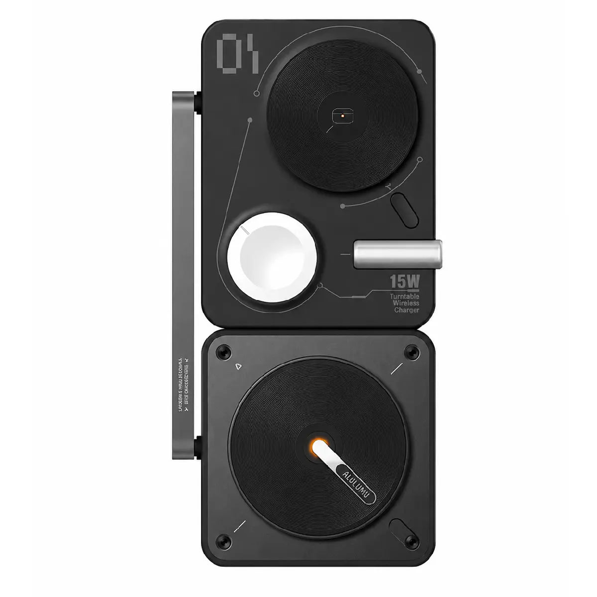 Aulumu M01 4 in 1 Folding Wireless Charging Station Black Top View Open Flat