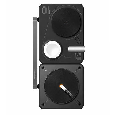 Aulumu M01 4 in 1 Folding Wireless Charging Station Black Top View Open Flat