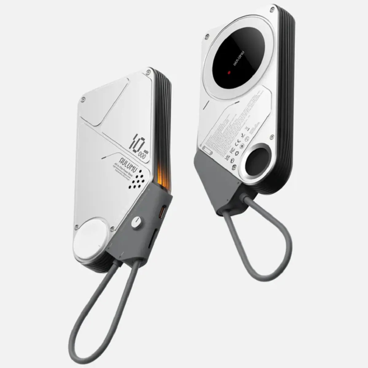 Aulumu M10 Power Bank Silver Front and Back Views Together