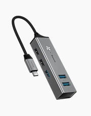 موزع بيسوس Cube بمنفذ USB-C بثلاثة منافذ USB 3.0 ومنفذي USB 2.0 باللون Grey