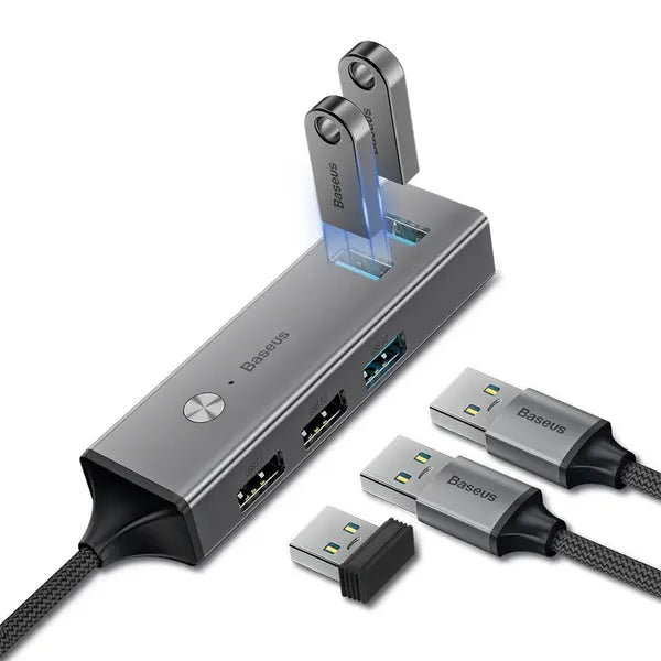 موزع بيسوس Cube وموصّل به فلاشات وأجهزة USB