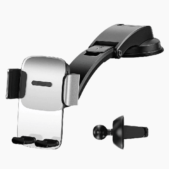 Baseus Easy Control Clamp Phone Holder (Air vent Clip+Folding Pole) - Baseus Easy Control Clamp Phone Holder (Air vent Clip+Folding Pole) - Silver Ennap.com