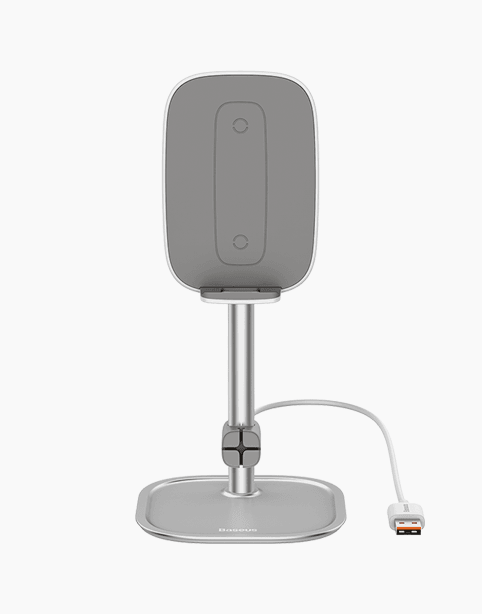 Baseus Literary Youth Desktop Bracket Holder and Wireless Charging 15W - Baseus Literary Youth Desktop Bracket Holder and Wireless Charging 15W - Silver Ennap.com