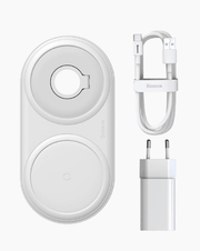 Baseus Planet 2in1Fast Wireless Charger + Watch Cable Winder - Baseus Planet 2in1Fast Wireless Charger + Watch Cable Winder - White Ennap.com