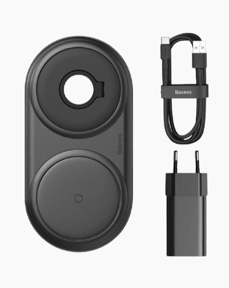 Baseus Planet 2in1Fast Wireless Charger + Watch Cable Winder - Baseus Planet 2in1Fast Wireless Charger + Watch Cable Winder - Black Ennap.com