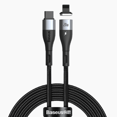 Baseus Zinc Magnetic Safe 20W PD Fast Charging Cable Type-C To iPhone/Lighting black