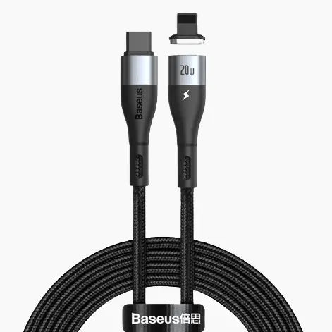 Baseus Zinc Magnetic Safe 20W PD Fast Charging Cable Type-C To iPhone/Lighting-Length: 1M-Color: Black--Ennap.com