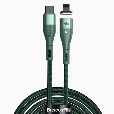 Baseus Zinc Magnetic Safe 20W PD Fast Charging Cable Type-C To iPhone/Lighting green