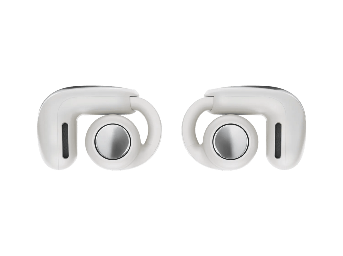 Bose Ultra Open Earbuds (2nd Gen) in White Smoke, earbuds seen from the front