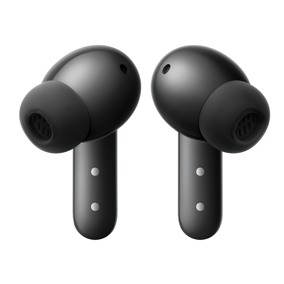 CMF Buds 2 earbuds in Dark Grey seen from the front