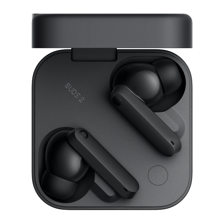 CMF Buds 2 in Dark Grey with the charging case open