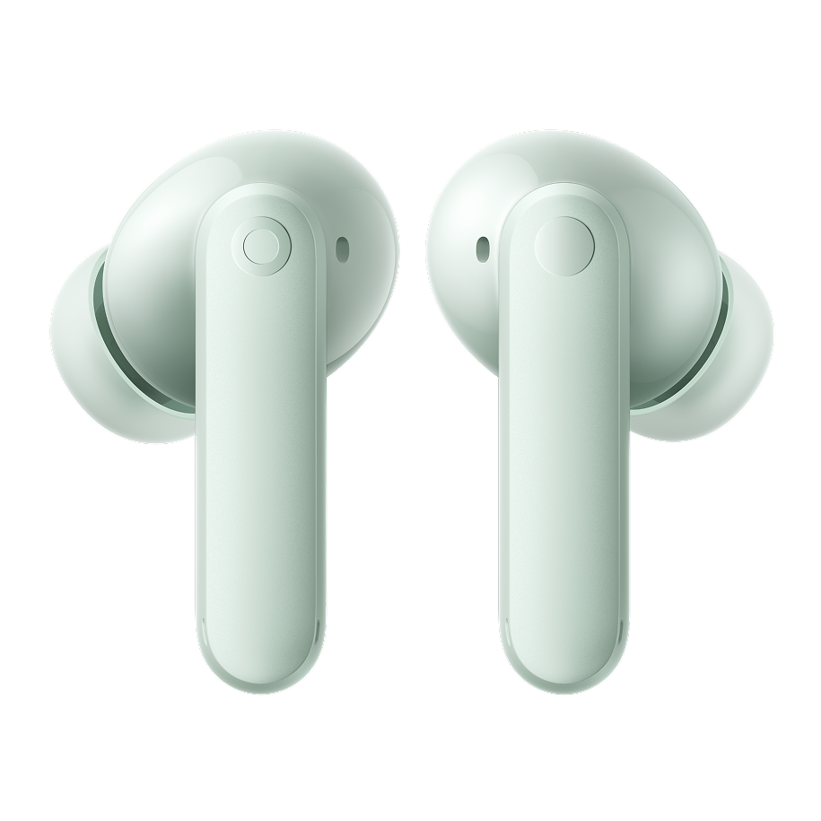 CMF Buds 2 earbuds in Light Green seen from the back