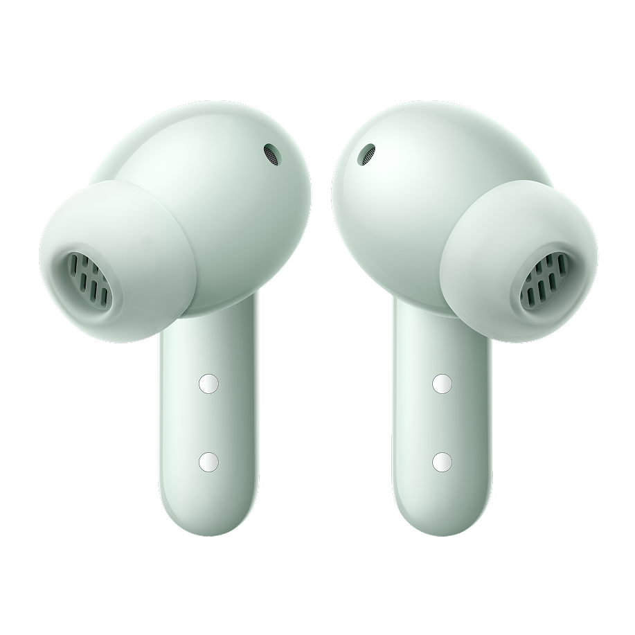 CMF Buds 2 earbuds in Light Green seen from the front