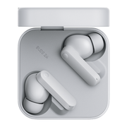 سماعة CMF Buds 2a باللون Light Grey مع علبة الشحن مفتوحة