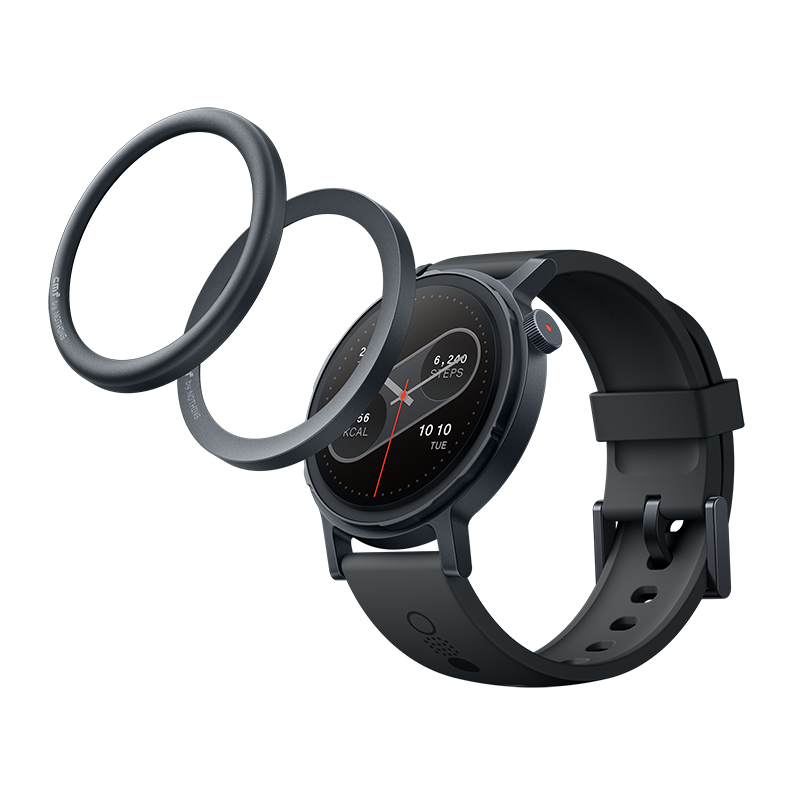 CMF Watch Pro 2 in Dark Grey with its interchangeable bezels