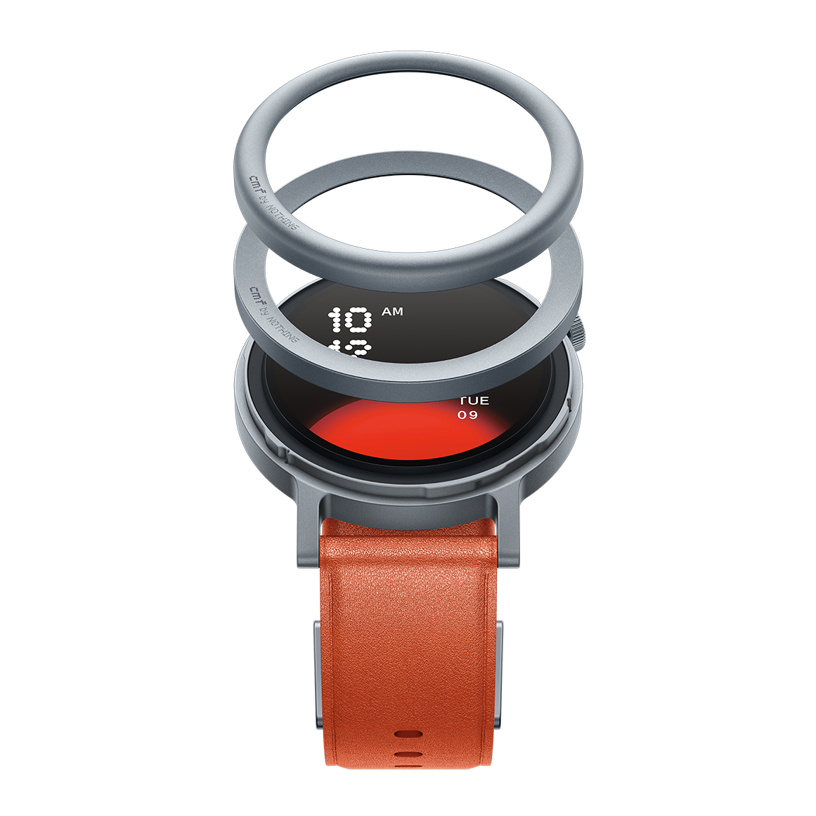 CMF Watch Pro 2 in Orange with its interchangeable bezels