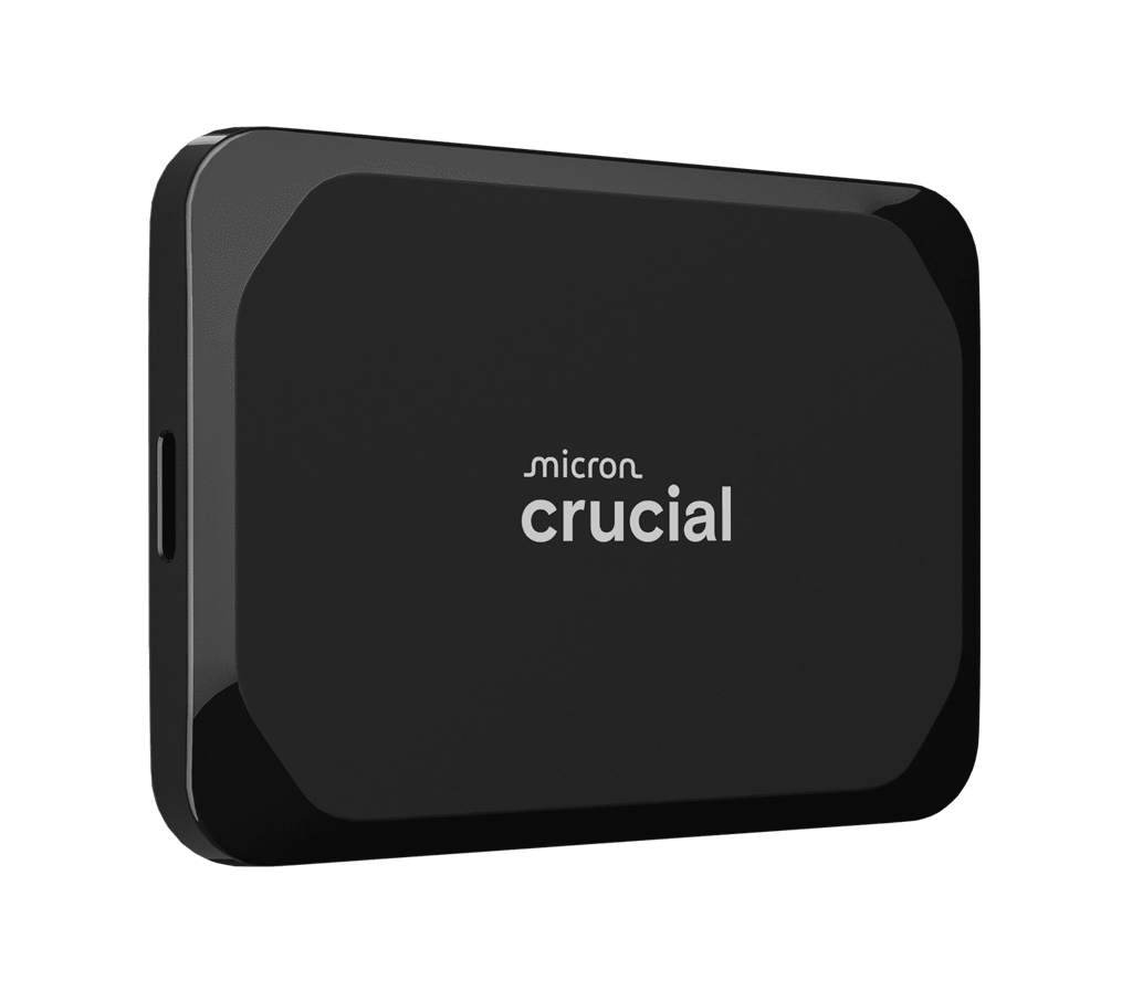 هارد SSD خارجي كروشال Crucial X9 باللون الأسود من الأمام بزاوية