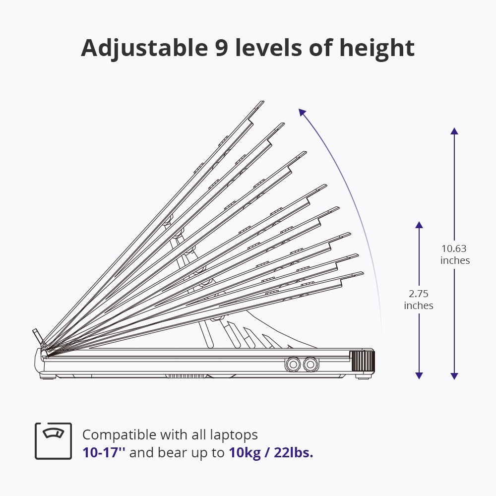Tronsmart D07 Foldable laptop stand, fits all notebook, tablets 10-17 inches - Tronsmart D07 Foldable laptop stand, fits all notebook, tablets 10-17 inches - Black Ennap.com