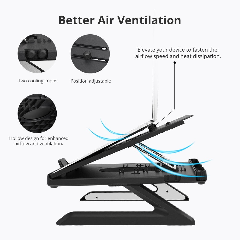 Tronsmart D07 Foldable laptop stand, fits all notebook, tablets 10-17 inches - Tronsmart D07 Foldable laptop stand, fits all notebook, tablets 10-17 inches - Black Ennap.com