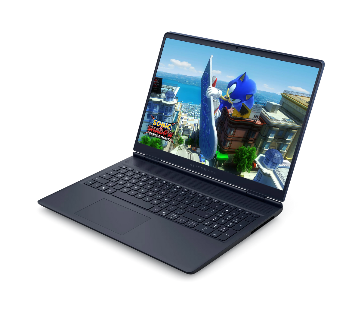 DELL Alienware 16 Aurora open at an angle from the left