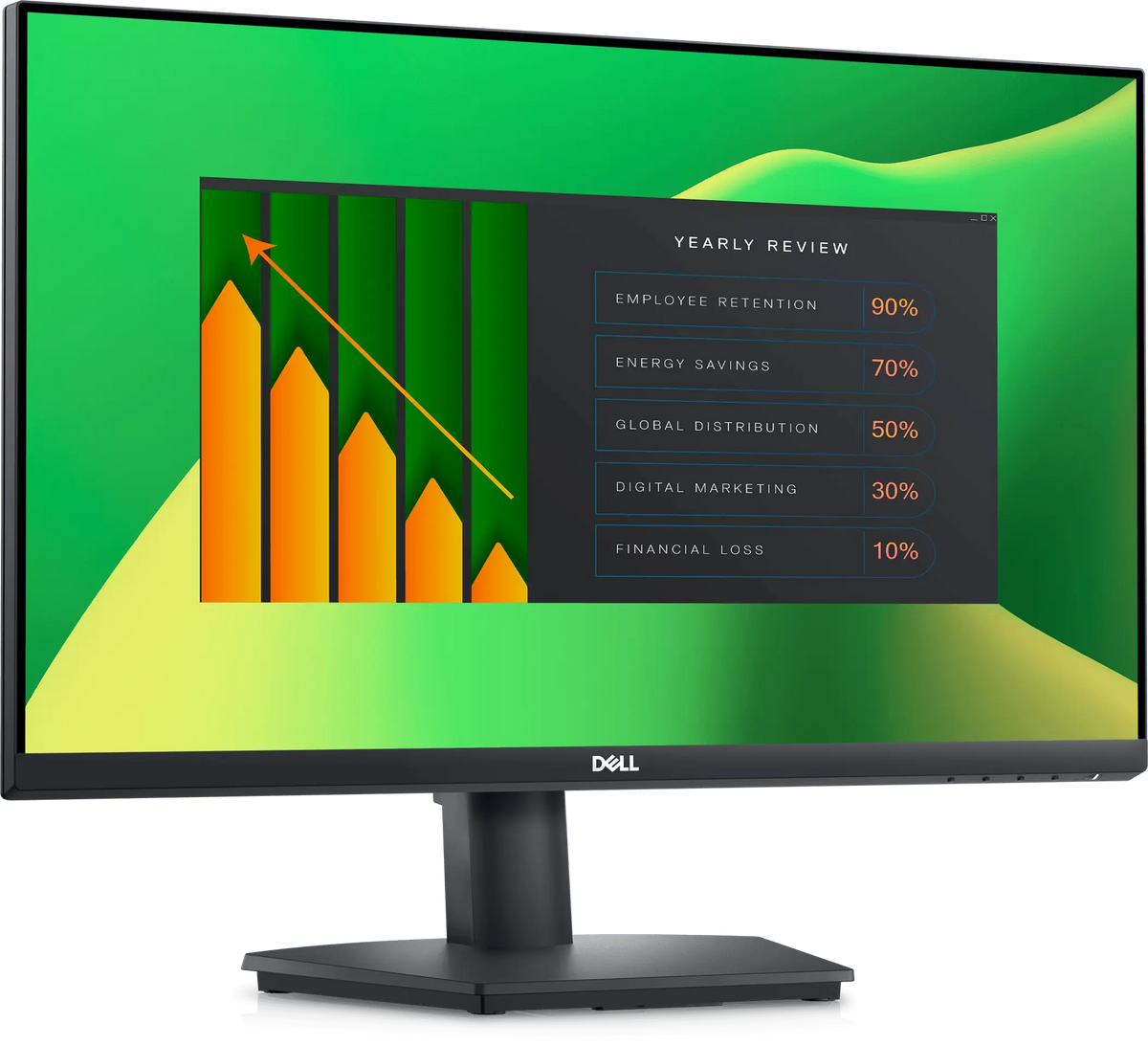شاشة ديل Dell E2423H مقاس 24 بوصة بدقة Full HD من الأمام بزاوية جانبية
