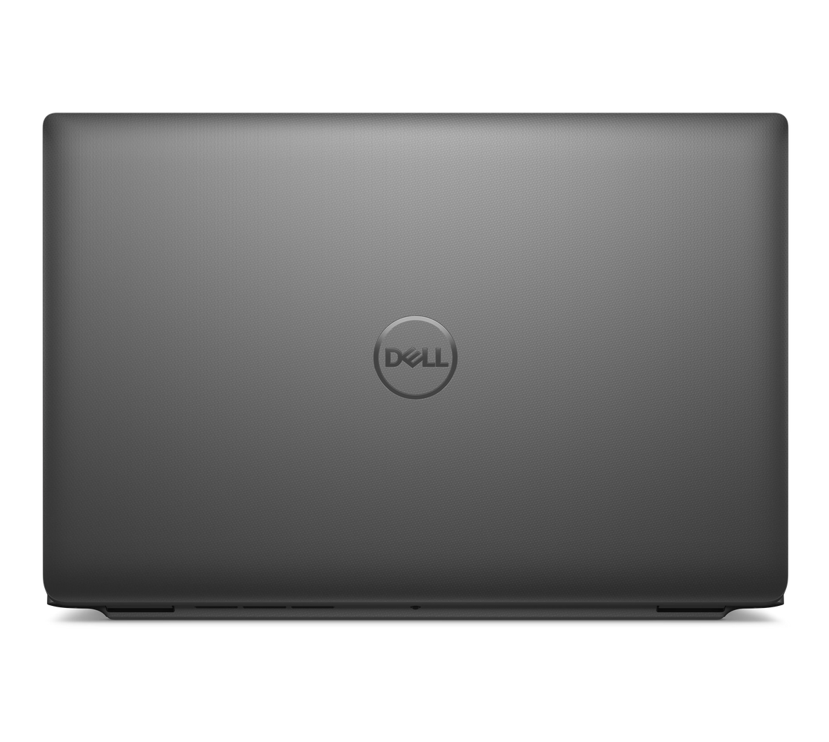 Closed Dell Latitude 3550 lid from above with the Dell logo