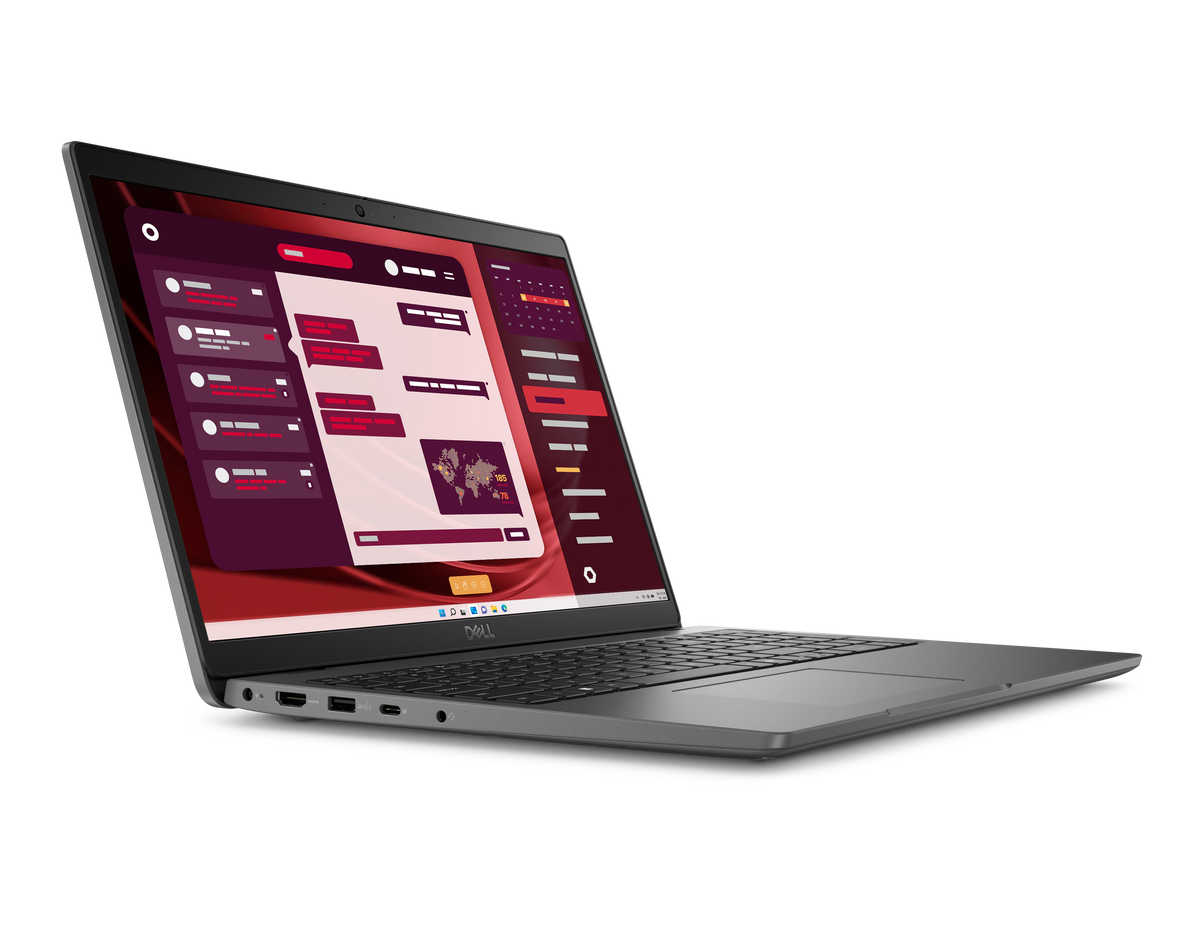 Dell Latitude 3550 at an angle showing the left-side ports