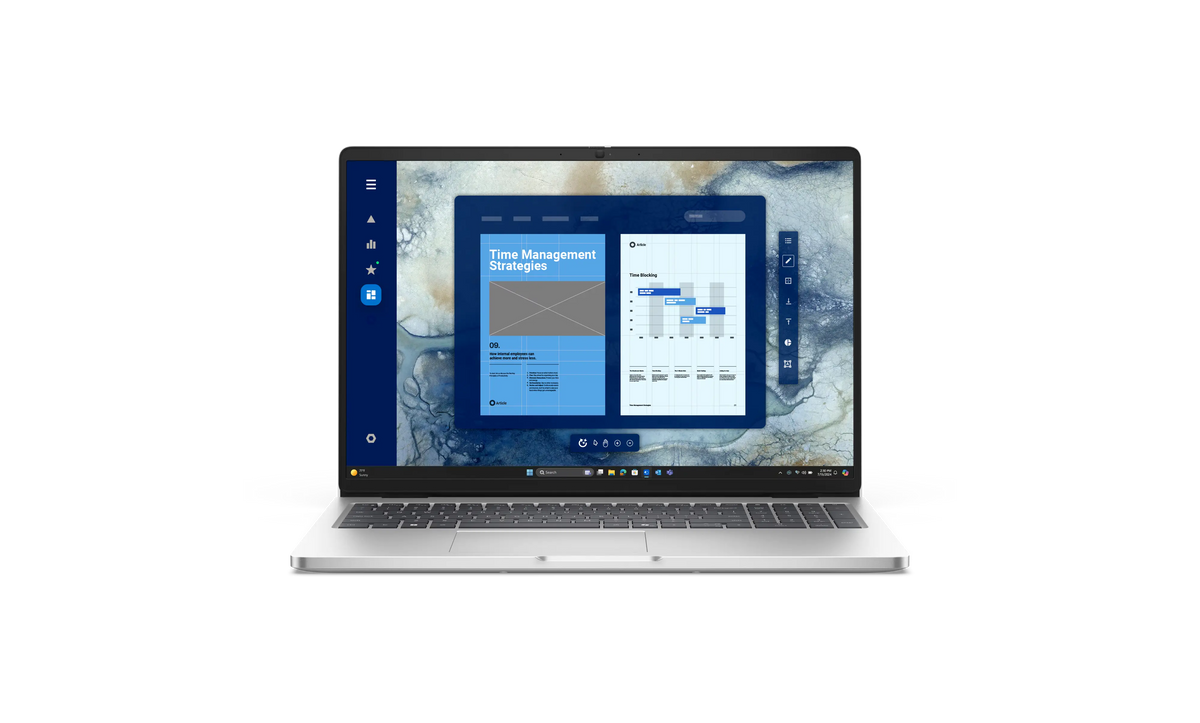 DELL Pro 16 business laptop seen from the front with the 16-inch display open