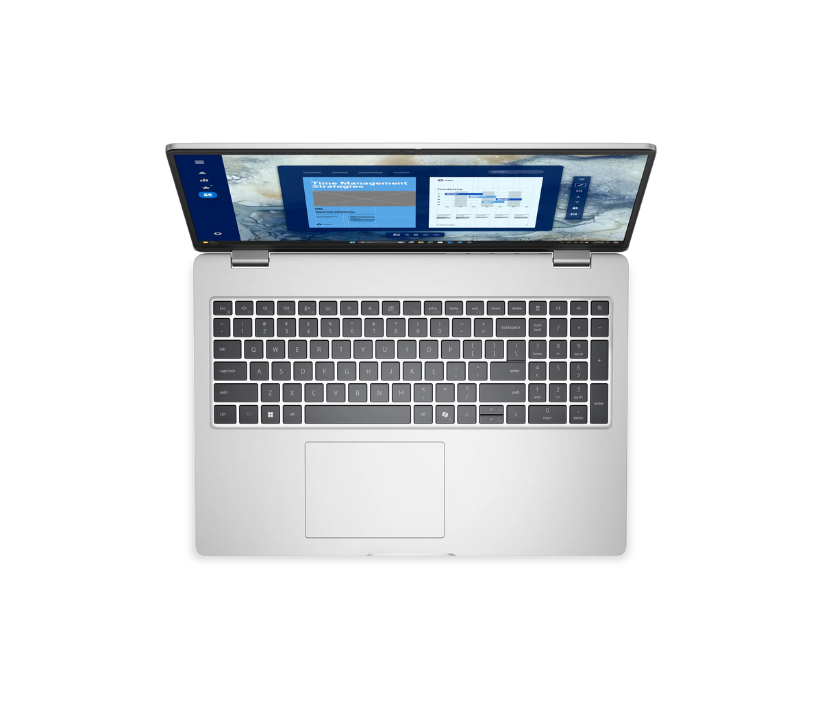 Top view of the DELL Pro 16 Arabic backlit keyboard with numeric keypad and touchpad