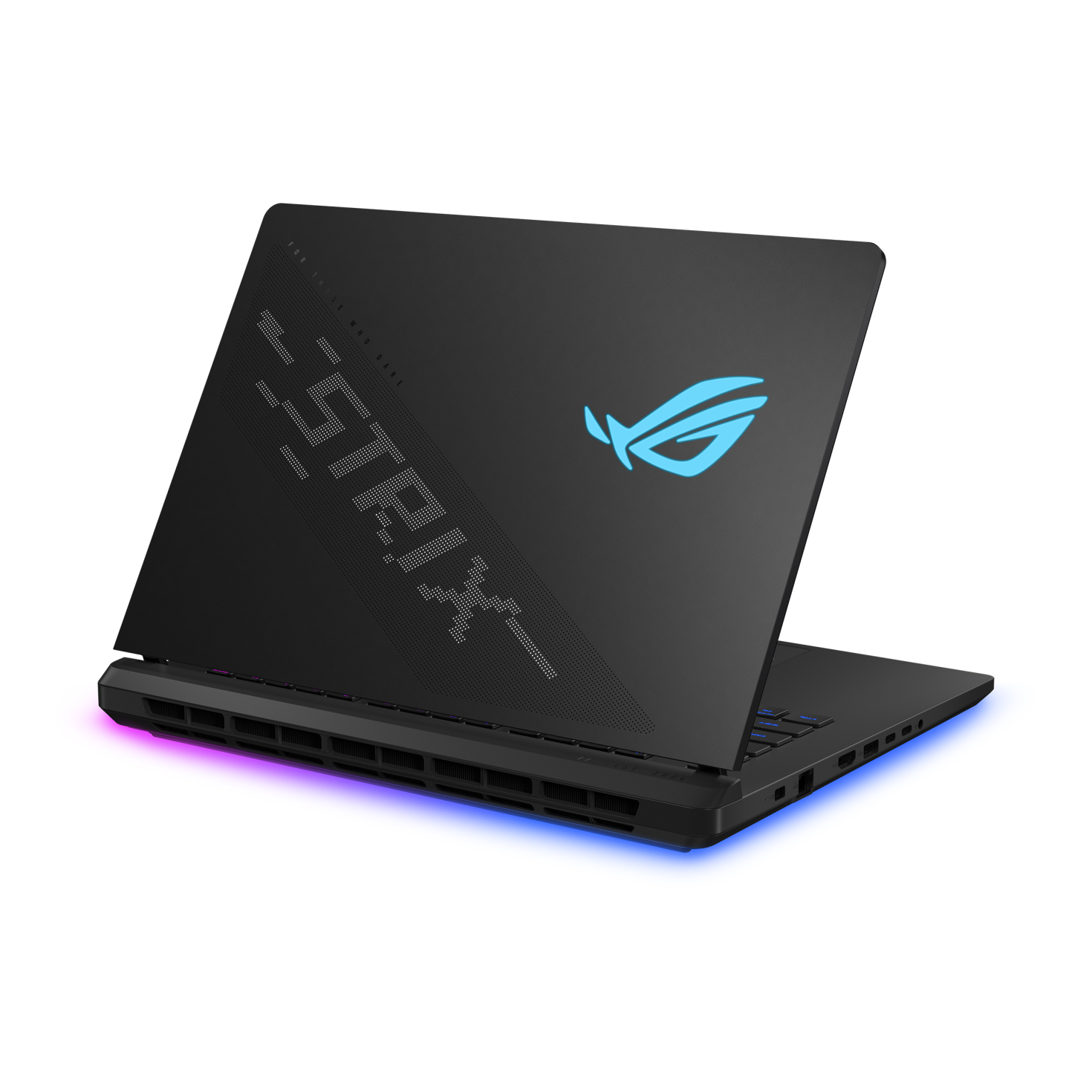 ASUS ROG Strix SCAR 16 lid and rear exhaust vents, three-quarter view