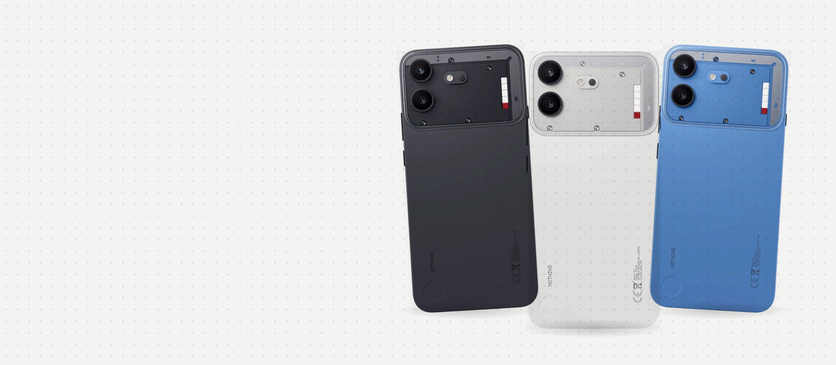 Nothing Phone (4b) in black, white and blue