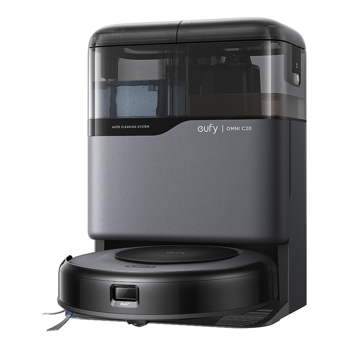 eufy Robot Vacuum Omni C20 and station, angled view