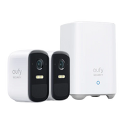 eufy Security eufyCam 2C Pro 2+1 kit with two white wireless cameras and HomeBase 2