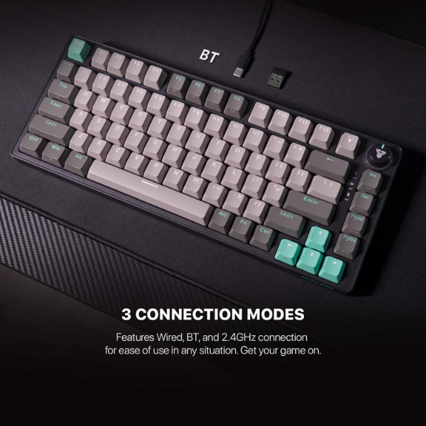 Wired, Bluetooth and 2.4GHz connection modes on the Fantech ATOM PRO83