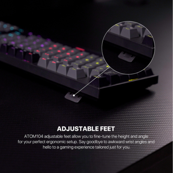 Adjustable feet on the Fantech ATOM104 MK886V2 Sumi keyboard