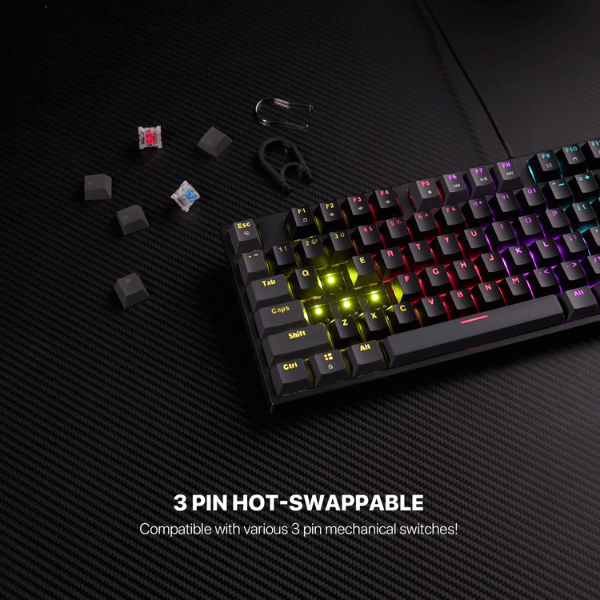 3-pin hot-swappable switches on the Fantech ATOM87 MK876V2 Sumi