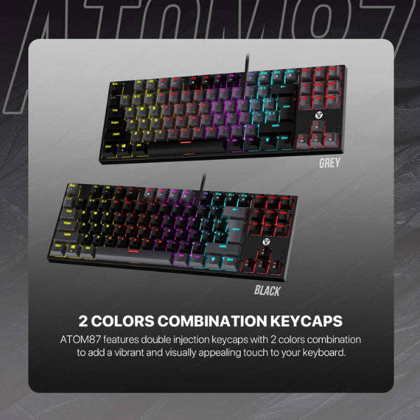 Two-colour combination keycaps on the Fantech ATOM87 MK876V2 Sumi