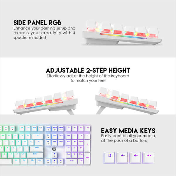Side panel RGB, two-step height and media keys on the Fantech MAXFIT108 MK855