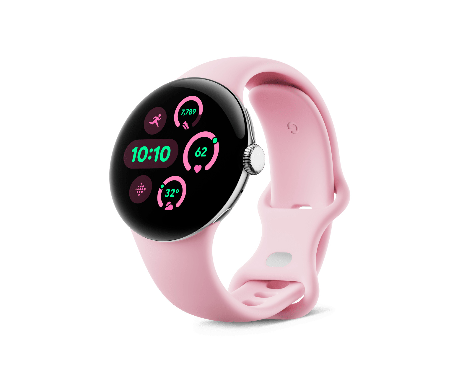 Google Pixel Watch 3-Size: 41mm-Color: Polished Silver / Rose Quartz--Ennap.com