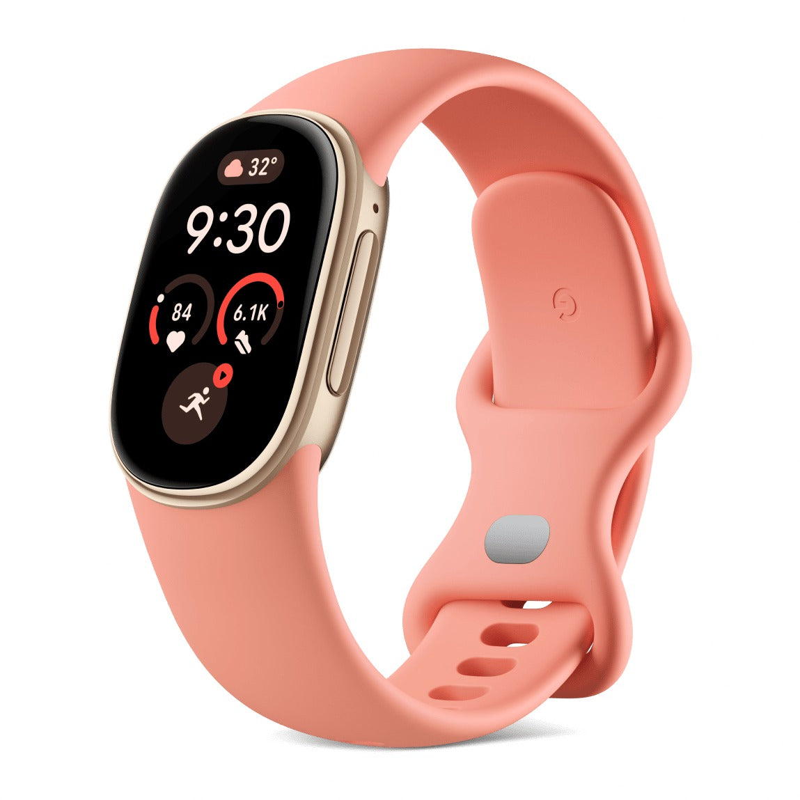 سمارت باند جوجل Fitbit Edge بهيكل ذهبي شامبين وسوار Canyon، منظر مائل