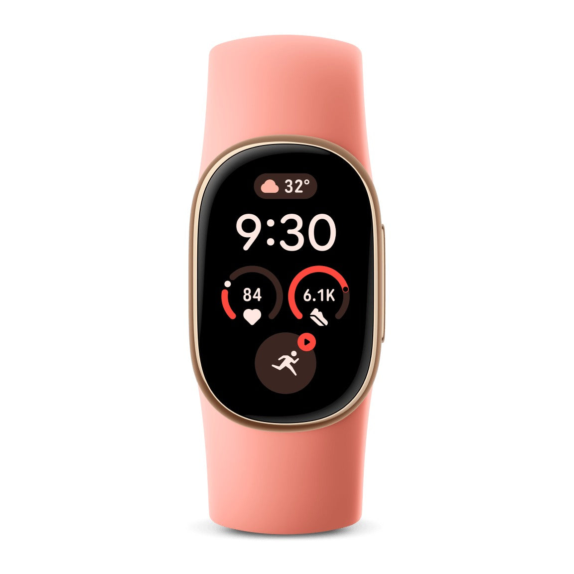 سمارت باند جوجل Fitbit Edge بهيكل ذهبي شامبين وسوار Canyon، منظر أمامي