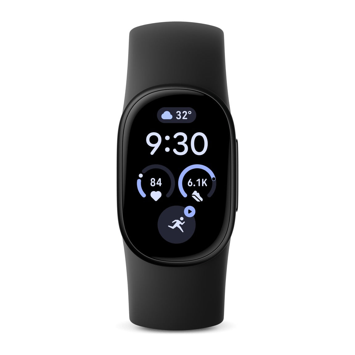 سمارت باند جوجل Fitbit Edge بهيكل ألومنيوم أسود مطفي وسوار Obsidian، منظر أمامي