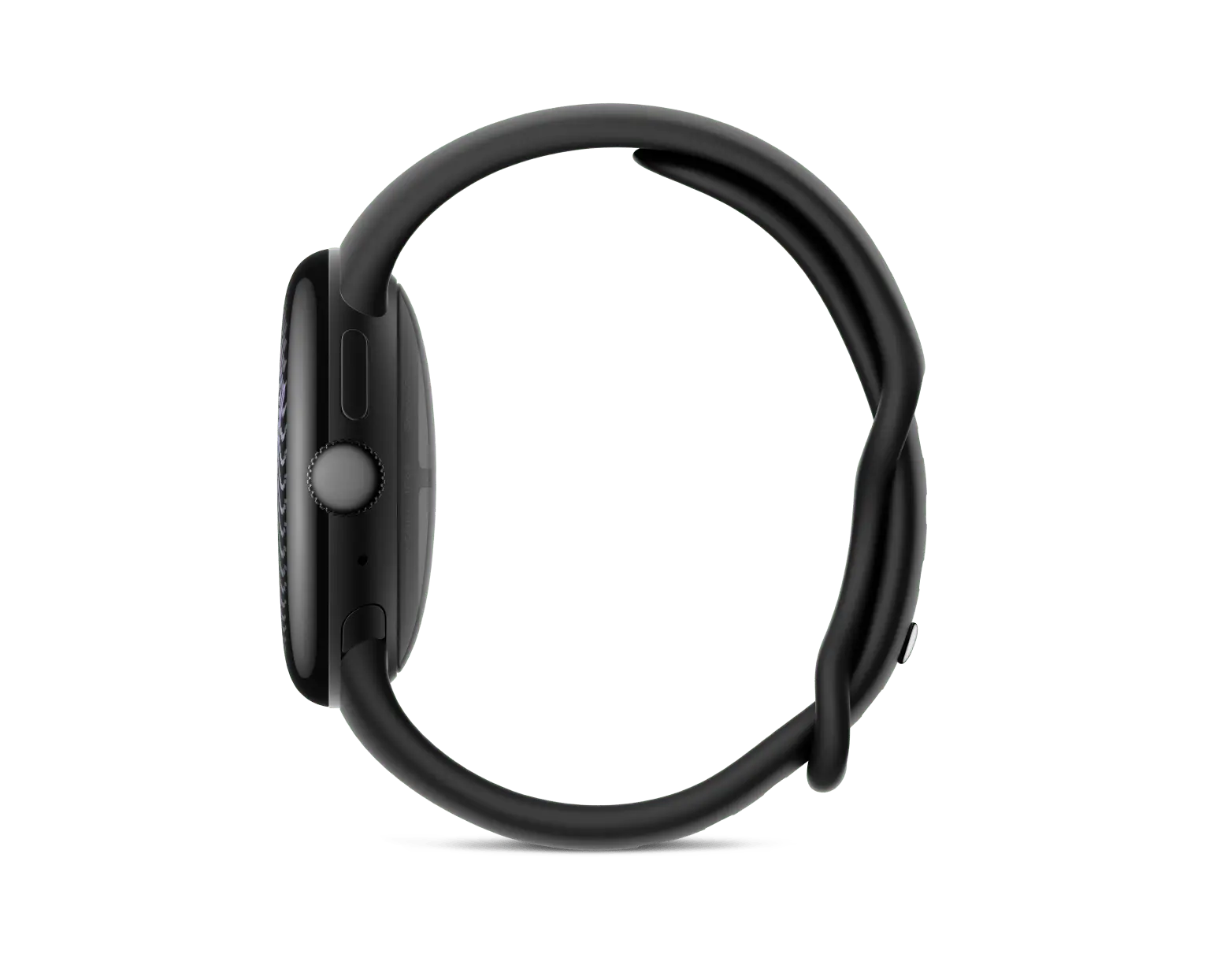 Google Pixel Watch 5 Smart Watch in Matte Black with Obsidian band, side profile