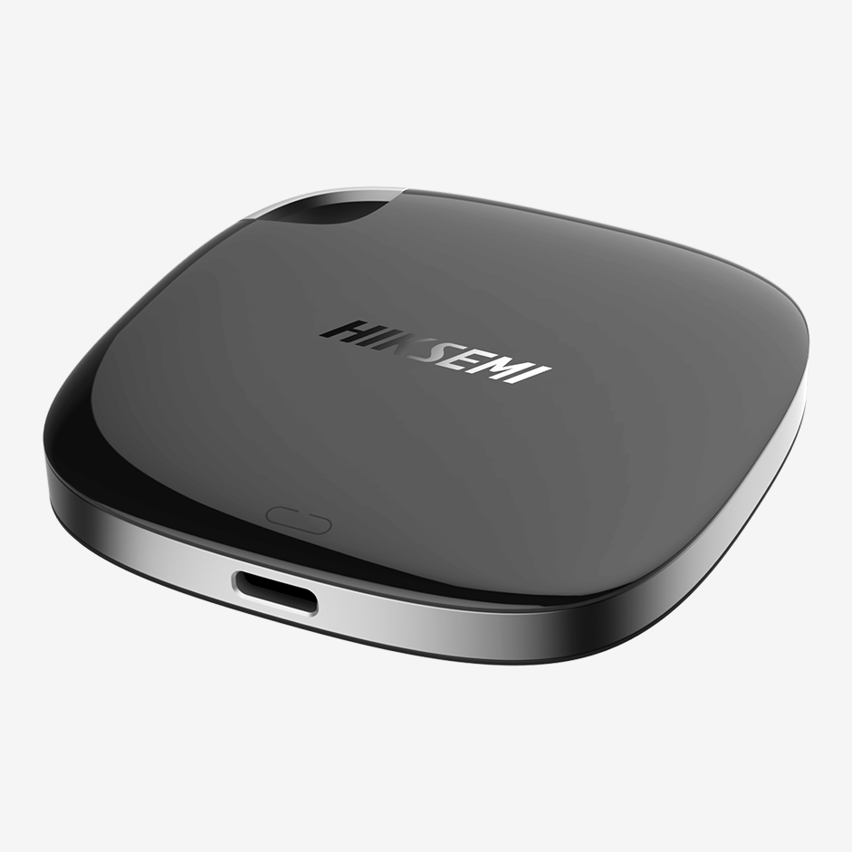 HIKSEMI T100 POCKET portable SSD side view showing the USB Type-C port