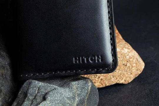 HITCH Bifold Card Wallet Natural Genuine Leather-Color: Black---Ennap.com