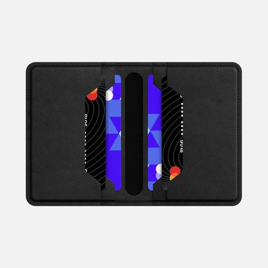 HITCH Bifold Card Wallet Natural Genuine Leather-Color: Black---Ennap.com
